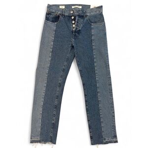 PacSun NWT Vintage Loose Crop Two-Tone Blue Ankle Jeans Raw Hem 29” Waist